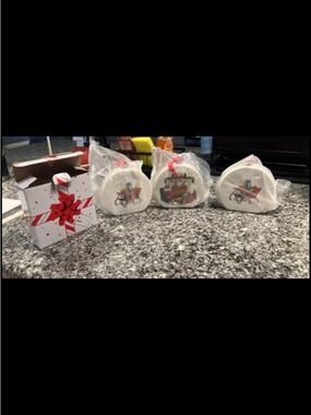 Set of 3 White Santa Sleigh Ceramic Ornaments